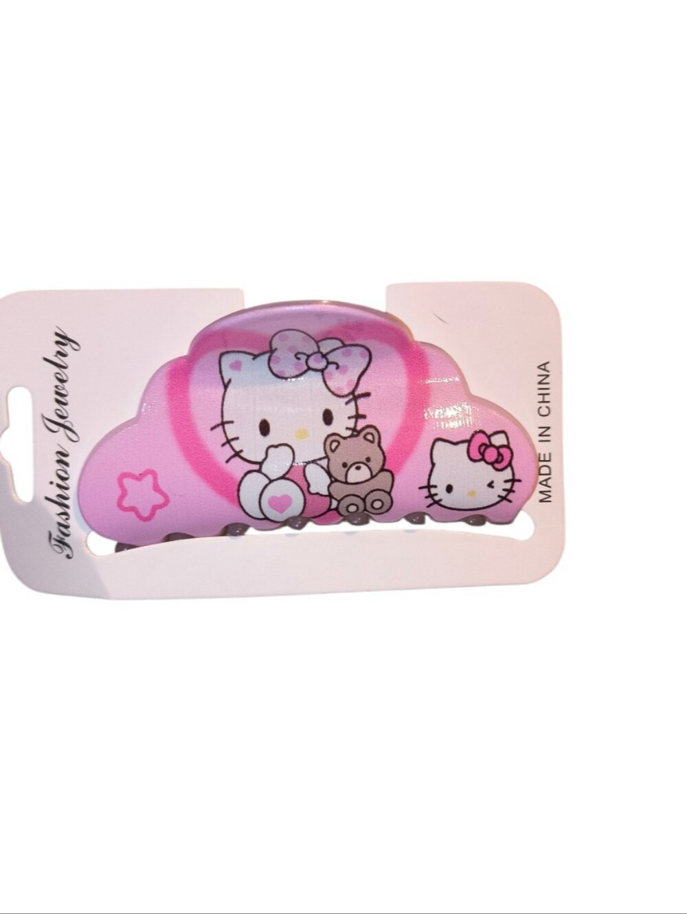 Hello Kitty Pink Cloud Hair Clip with Bear Accent